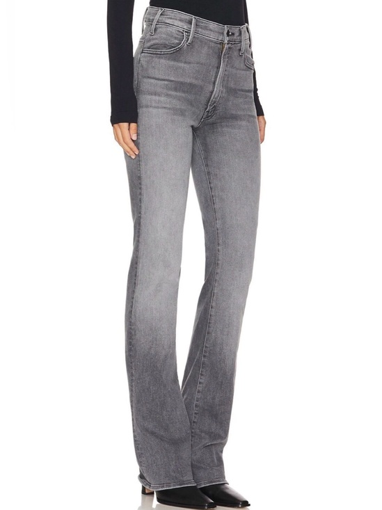 MOTHER Denim - MOTHER Lil Hustler Heel in Magic 8 Ball Gray High-Rise Flare Jeans